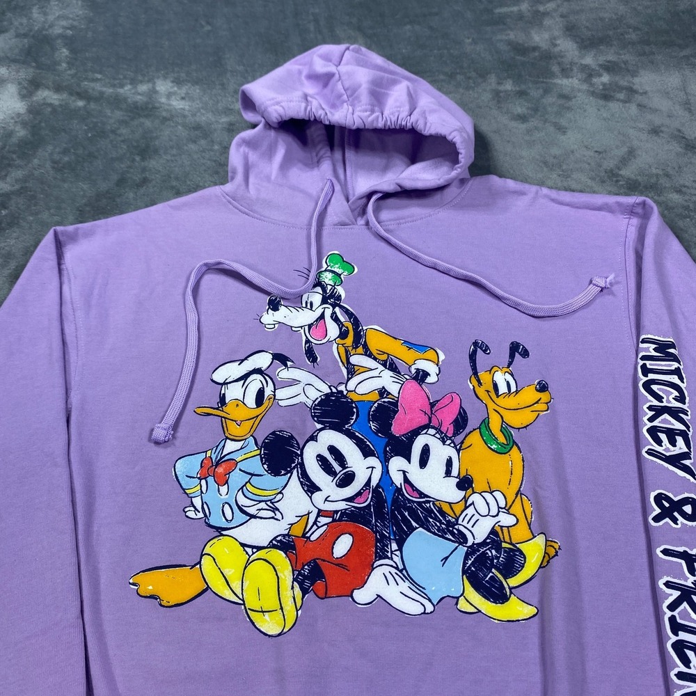 NWT Disney Mickey & Friends Hoodie Women Medium Lilac‎ Purple Long Sleeve Fleece - Picture 2 of 9